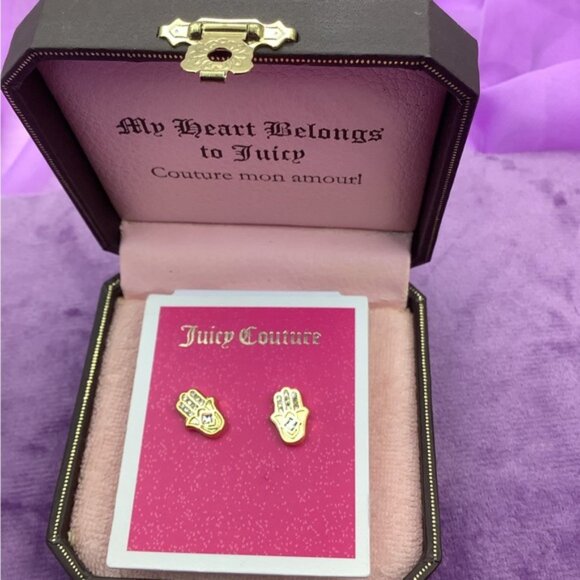 Juicy Couture Hamsa Hands Gold Stud Earrings - Picture 2 of 3